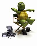 tortoise in a directors chair