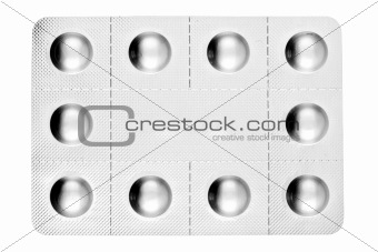 Pack of pills isolated on white background 