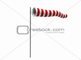 windstock with red and white stipes isolated on white background