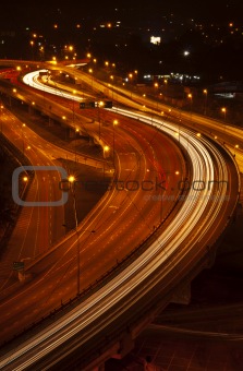 light trail at the busy highway