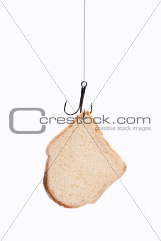 piece of bread hanging on hook