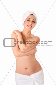 Woman in towels at Spa or Bath