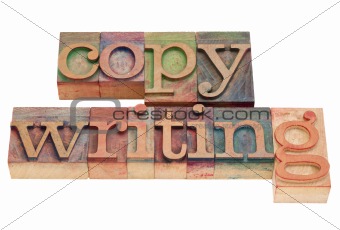 copywriting word in letterpress type