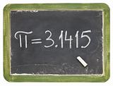 the number pi on a small blackboard