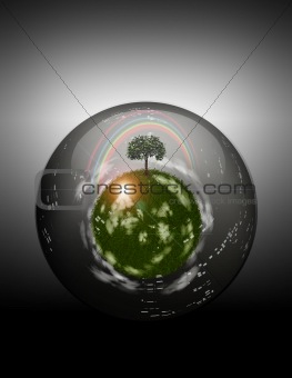 Grassy Sphere inside Glass Sphere