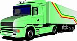Vector illustration of green  truck