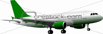 Passenger airplane. On the air. Vector illustration
