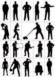People  silhouettes. Worker. Sport. Vector illustration