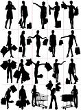 Woman shopping  silhouettes. Vector illustration