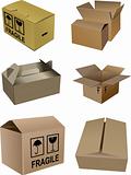 Set of carton boxes isolated over a white background