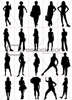 People  silhouettes. Worker. Sport. Woman. Vector illustration