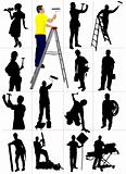 Workers  silhouettes. Man and woman. Vector illustration