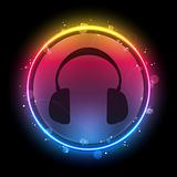 Disco Headphones with Neon Rainbow Circle