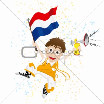 Dutch Sport Fan with Flag and Horn