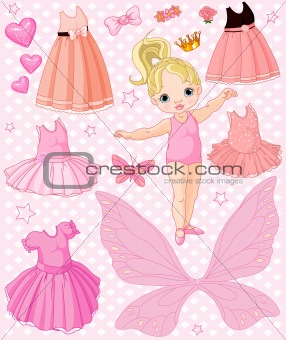 Baby Girl with different ballet and princess dresses 
