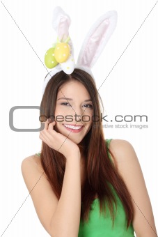 Easter woman with rabbit ears 