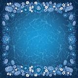 abstract grunge blue background with flowers