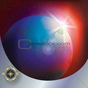 abstract illustration with compass and globe