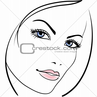 beauty girl face vector icon