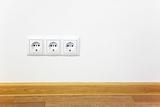 Empty interior  white wall  with power outlet