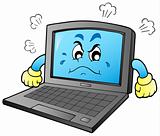 Cartoon angry laptop