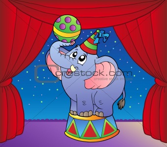 Cartoon elephant on circus stage 1