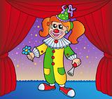 Clown girl on circus stage 1