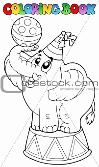 Coloring book with circus elephant