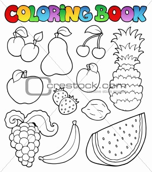 Coloring book with fruits images