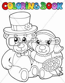 Coloring book with wedding bears