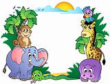 Frame with cute African animals
