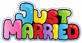 Just married cartoon sign