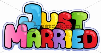 Just married cartoon sign