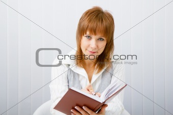 business woman with book
