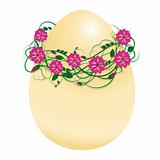vector illustration of an egg in a wreath of flowers