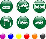 car service green icon shiny button