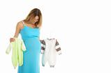 pregnant woman buying baby clothes