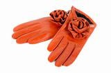 Red female leather gloves