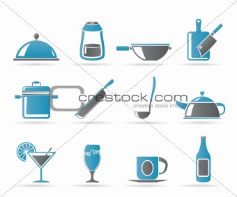 Restaurant, cafe, food and drink icons