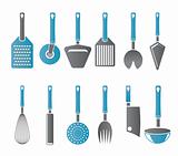different kind of kitchen accessories and equipment icons