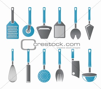 different kind of kitchen accessories and equipment icons