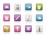 Restaurant, cafe, food and drink icons