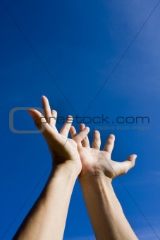 Hand on sky,looking for help