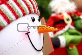Christmas background with Santa and snowman