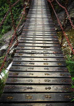 wood drawbridge in hong kong at summer
