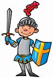 Cartoon knight in armour with a sword