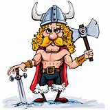 Cartoon viking with a big axe
