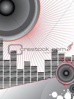musical theme with loudspeakers