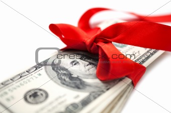 dollars with red ribbon 