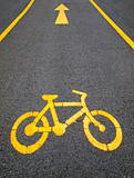 Image with yellow arrows and bicycle